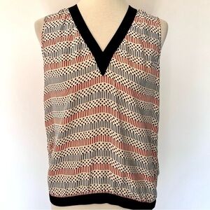 Marni x H&M colab cream, Black blue and Red Patterned Blouse sz 10 silk